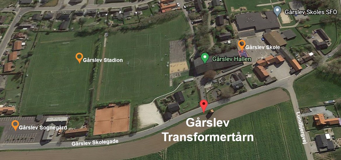 Placering af Gårslev Transformertårn